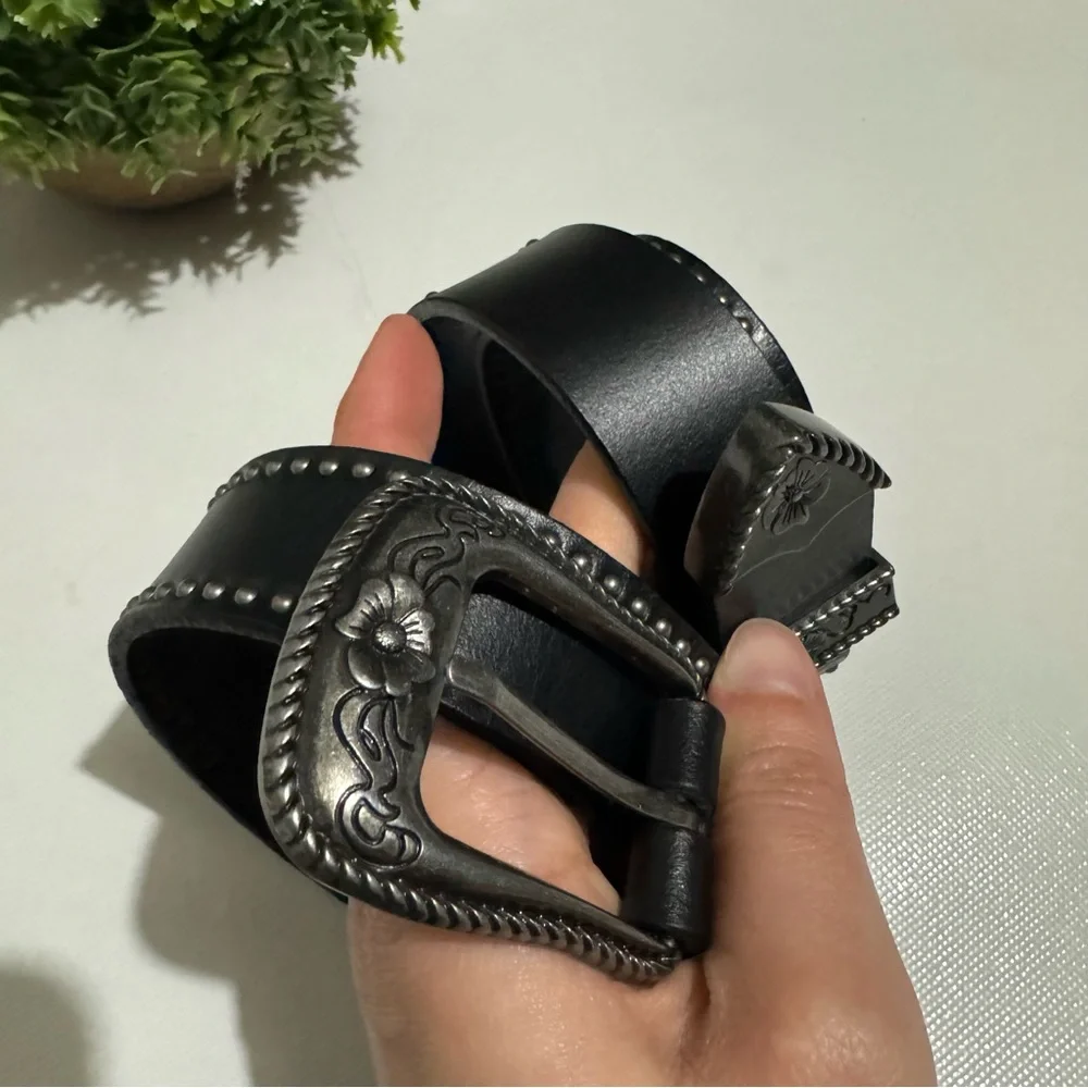 Double Buckle Leather Western Rodeo Festival‎ Belt Women’s Size Medium